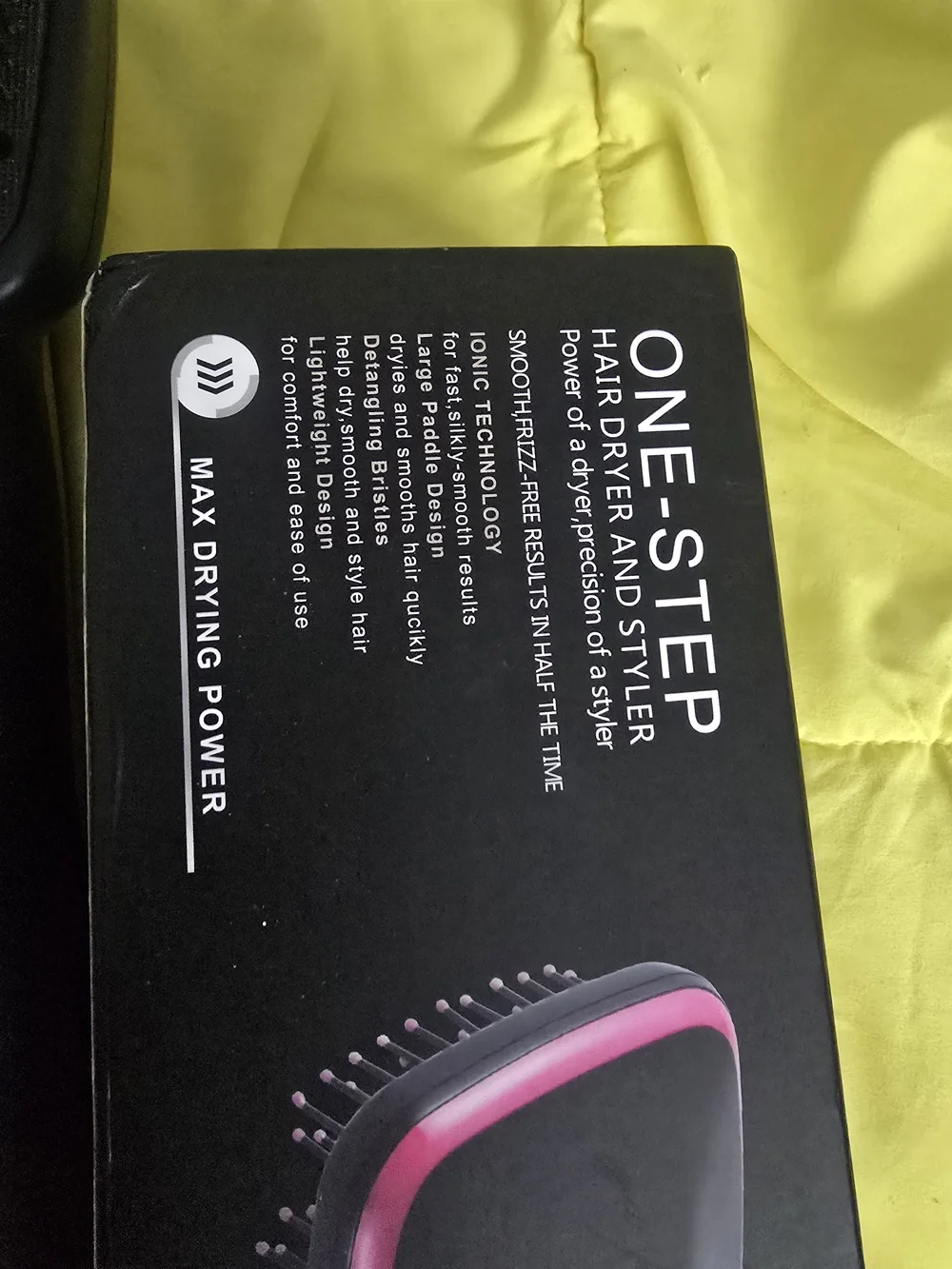 One Step Ahead Hair Dryer & Styler Brush - Black with Pink Accents